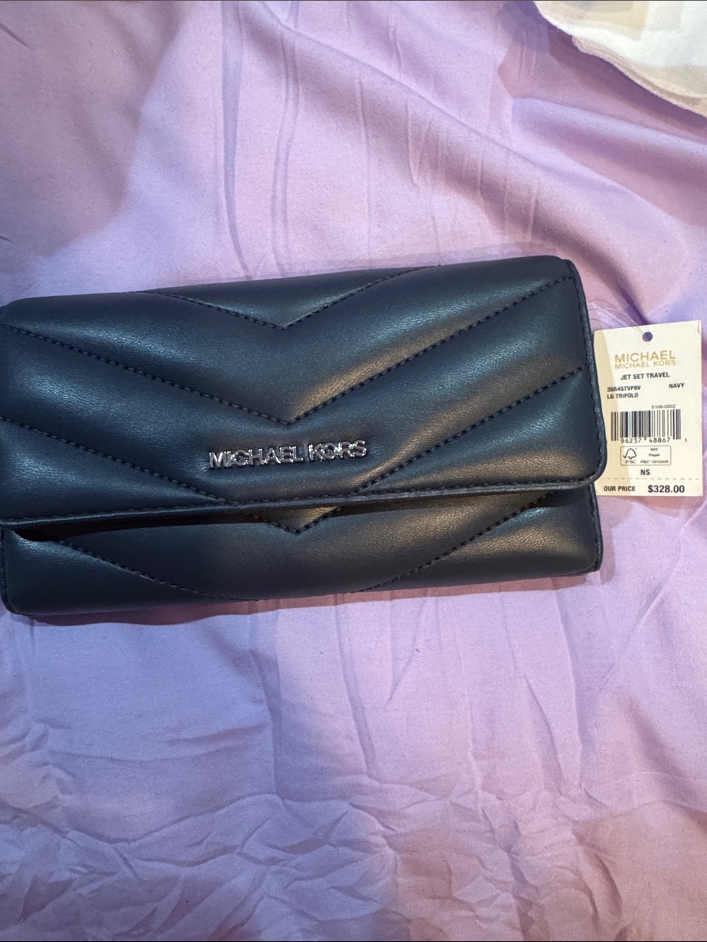 MICHAEL KORS Navy Quilted Leather Continental Wallet
